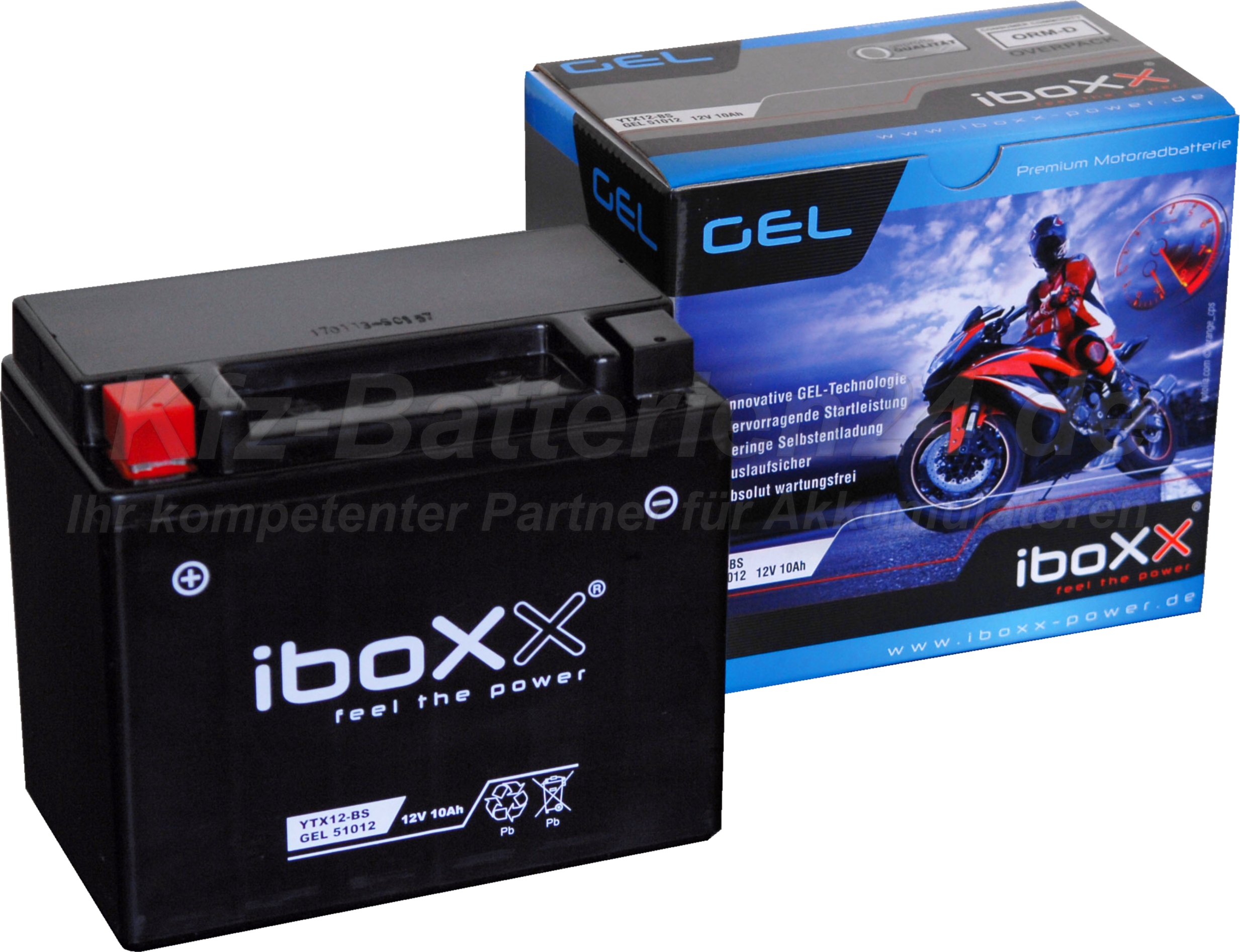 GEL Motorradbatterie YTX12-BS Iboxx 51012 12V 10Ah Gelbatterie