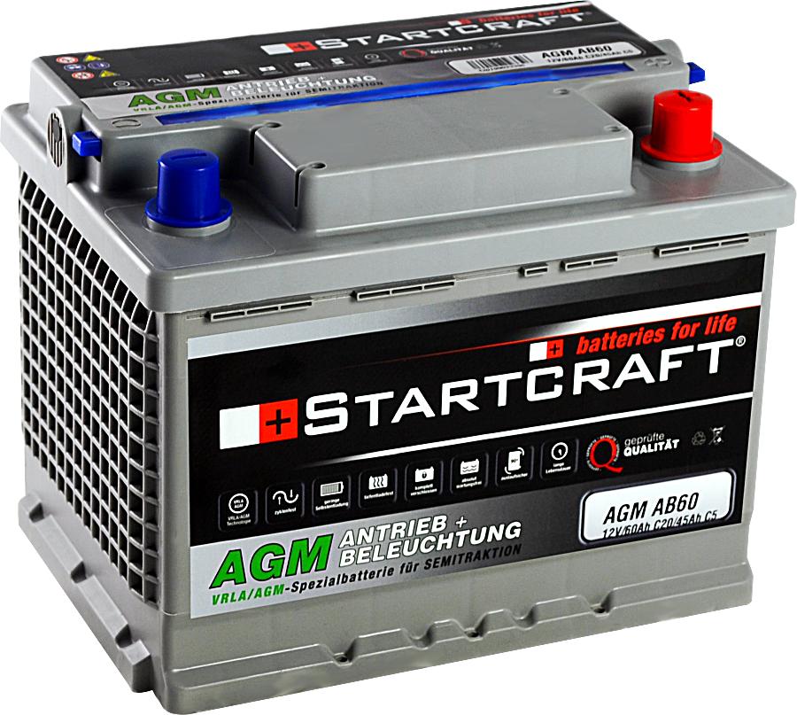 Startcraft AGM AB60 Vliesbatterie 12V / 60Ah