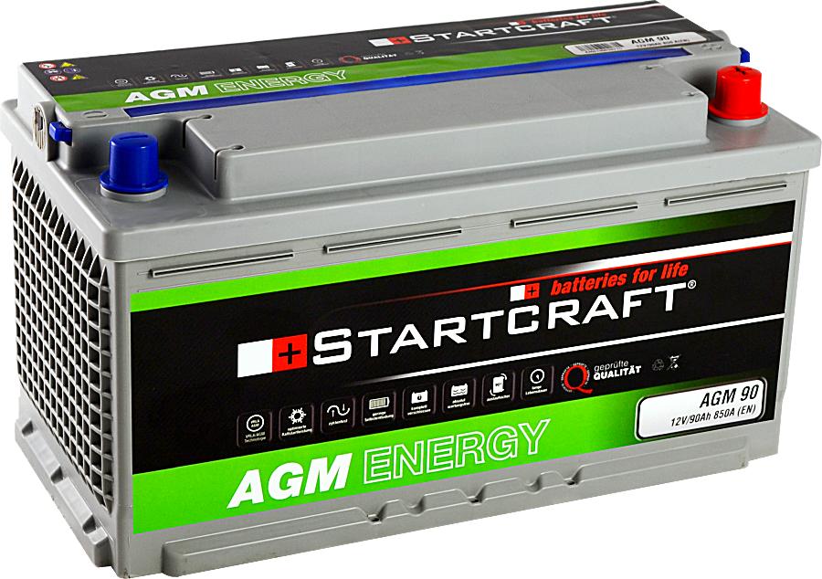 Autobatterie Startcraft AGM 90 12V 90Ah 850A Vliesbatterie günstig